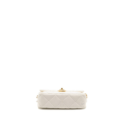 Chanel 23s coco love small flap bag lambskin White GHW (microchip)