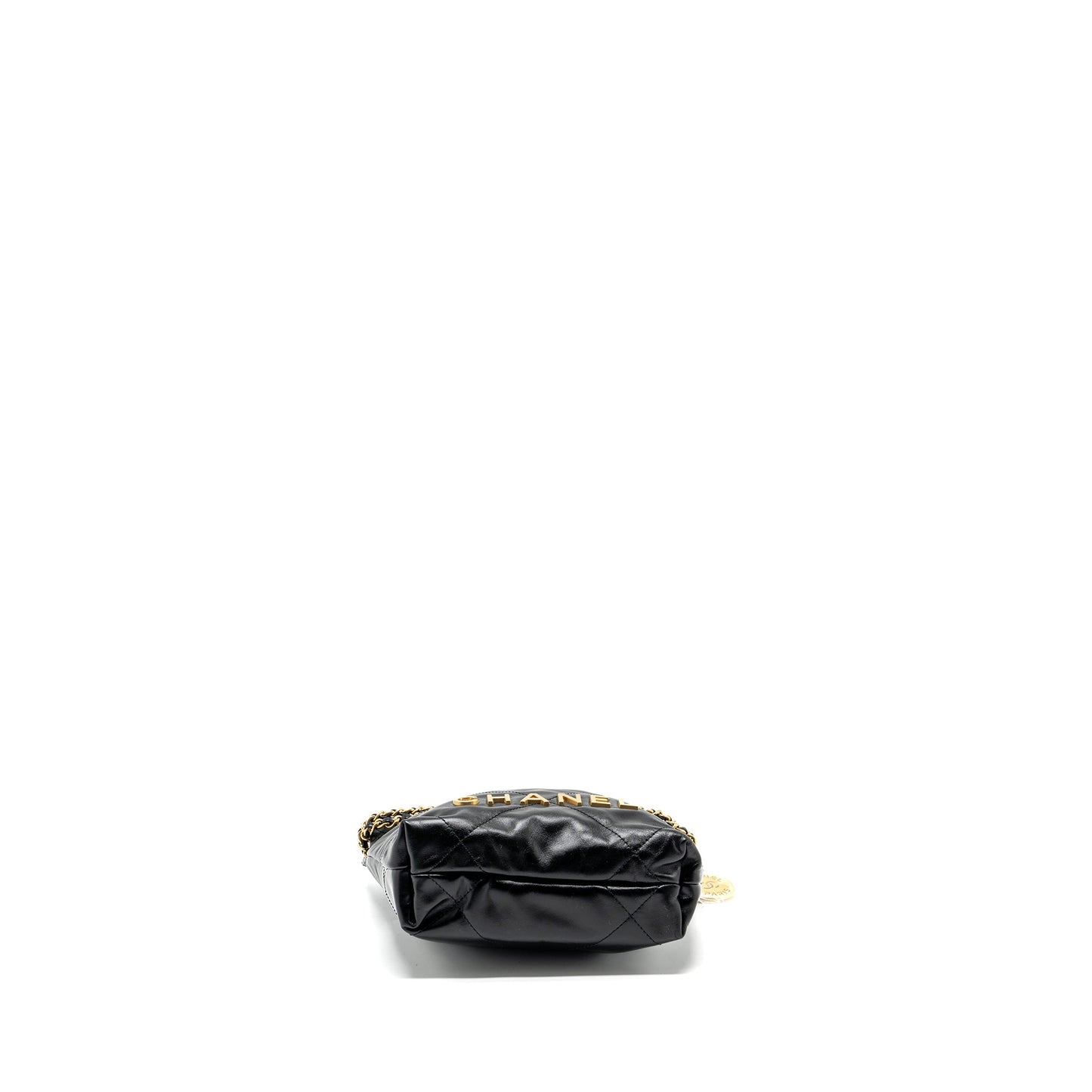 Chanel Mini 22 Bag Shiny Calfskin Black GHW (Microchip)