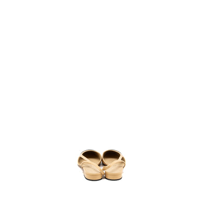 Chanel Size 41.5 Slingback Flats Calfskin Beige/Black