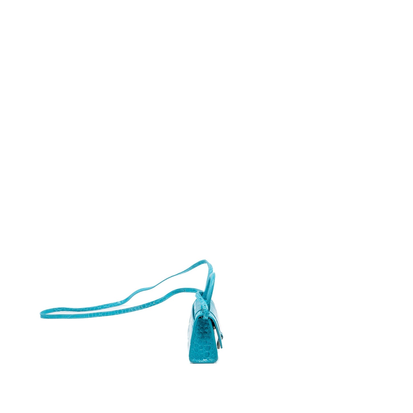 Balenciaga Mini Hourglass embossed calfskin blue