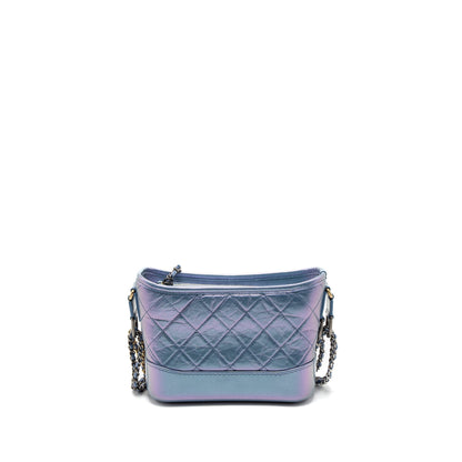Chanel Small Gabrielle Hobo Bag Aged Calfskin Iridescent Blue Multicolour Hardware