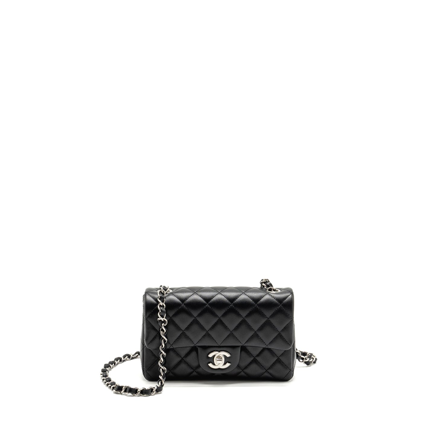 Chanel Mini Rectangular Flap Bag Lambskin Black SHW (microchip)