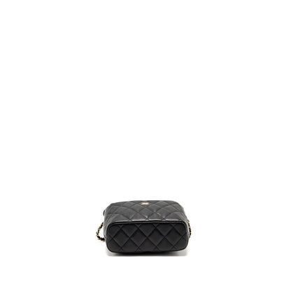 Chanel Quilted Hobo Bag with Chain Caviar Black LGHW (Microchip)