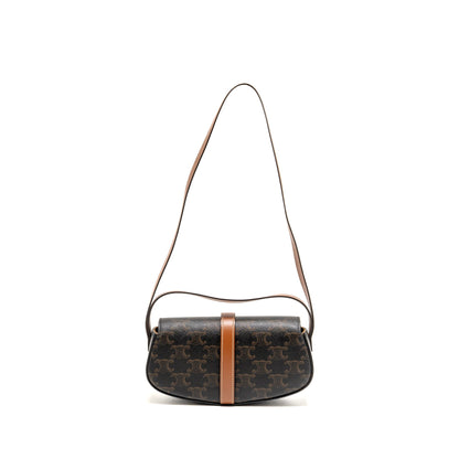 Celine Clutch On Strap Tabou Triomphe Canvas/Calfskin Tan