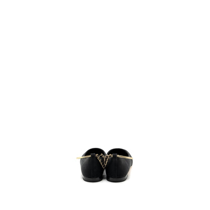 Chanel Size 37 Ballerinas Shoes Canvas/Leather Black LGHW