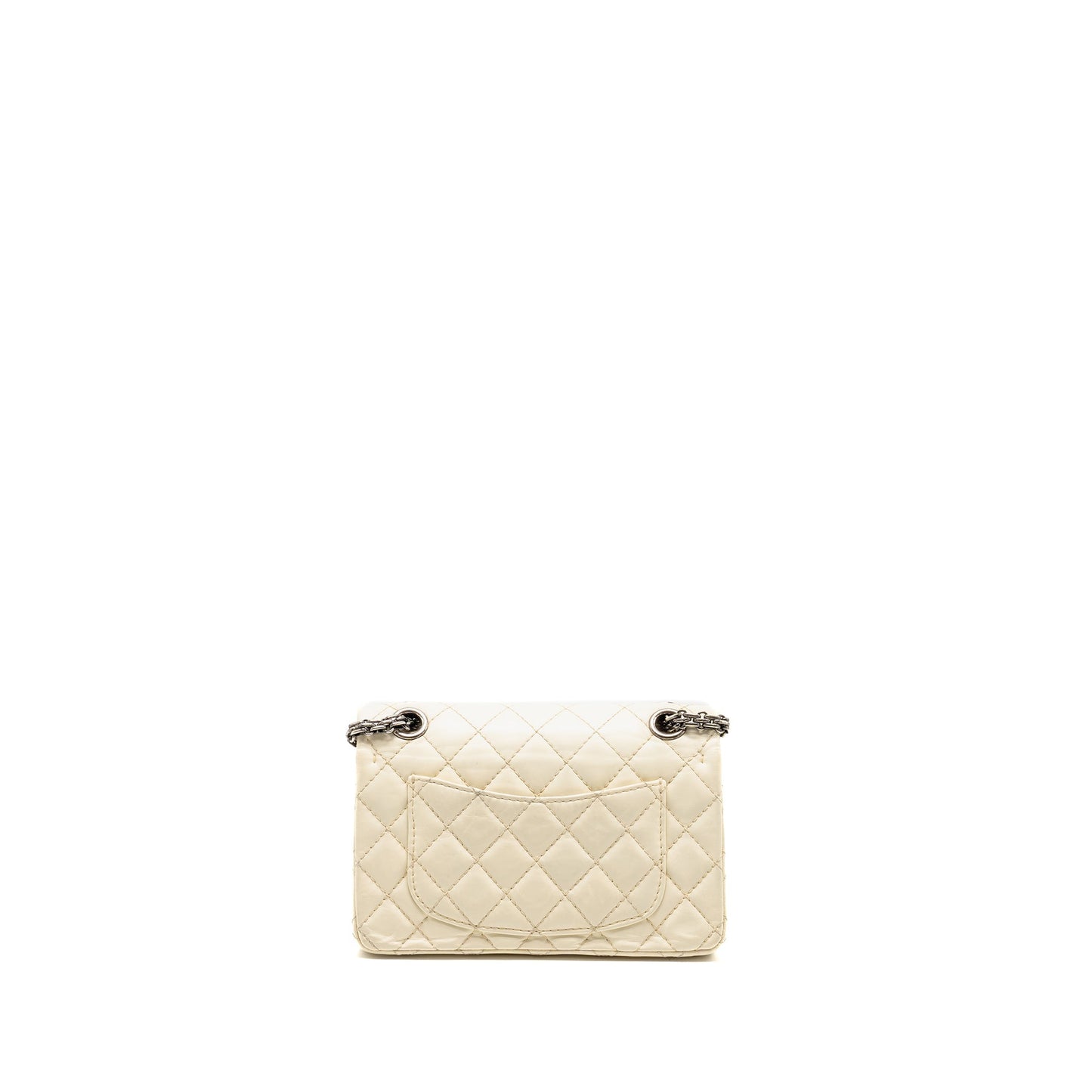Chanel Mini 2.55 Reissue Flap Bag Aged Calfskin Creamy White With Ruthenium Hardware