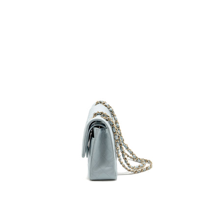 Chanel Medium Classic double flap bag caviar light blue LGHW (microchip)