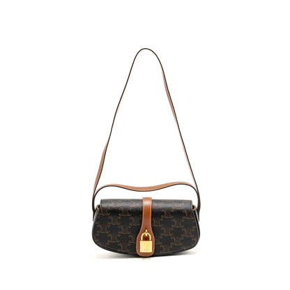 Celine Clutch On Strap Tabou Triomphe Canvas/Calfskin Tan