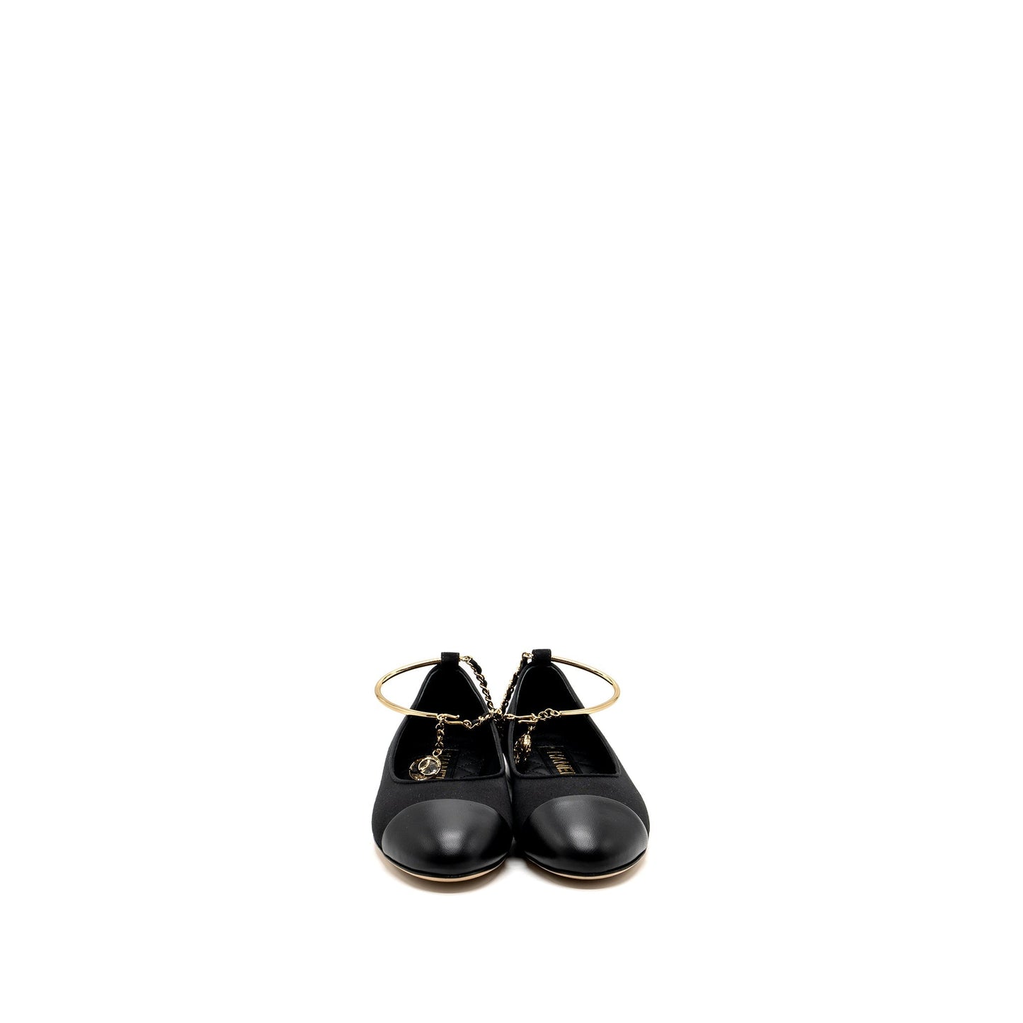 Chanel Size 37 Ballerinas Shoes Canvas/Leather Black LGHW