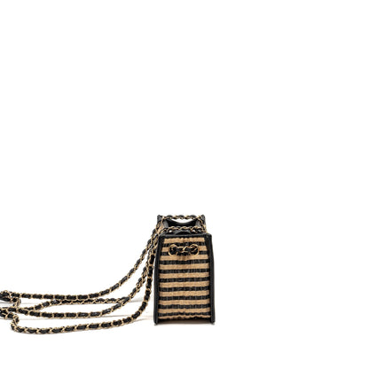 Chanel Urban Jungle Bucket Bag Raffia/Leather Black/Beige LGHW