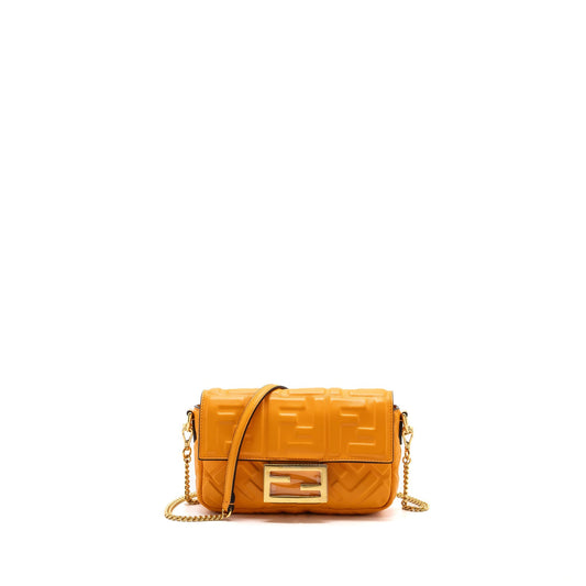 Fendi mini baguette Purse Nappa lambskin orange