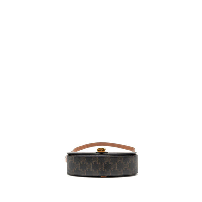 Celine Clutch On Strap Tabou Triomphe Canvas/Calfskin Tan