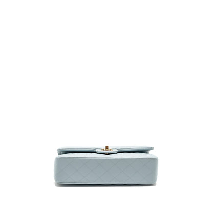 Chanel Medium Classic double flap bag caviar light blue LGHW (microchip)