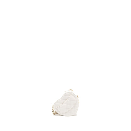 Chanel 22S Small Heart Bag Lambskin White LGHW