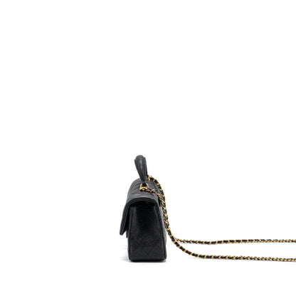 Chanel top handle mini rectangular flap bag caviar black GHW