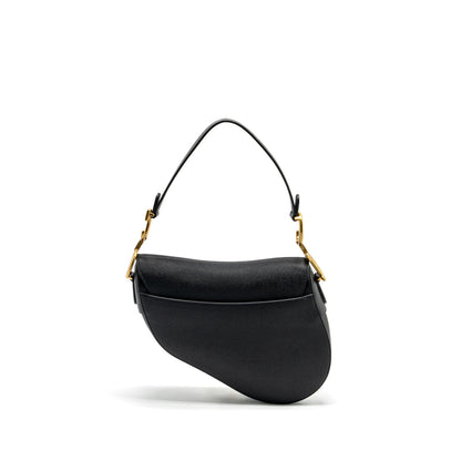 Dior Medium Saddle Purse with Strap Calfskin Black