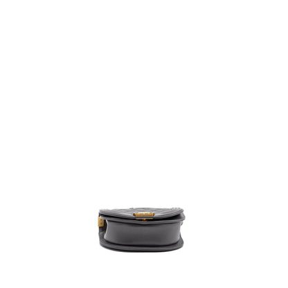 Chanel 22A Round Boy Messenger Bag Caviar Grey GHW(Microchip)