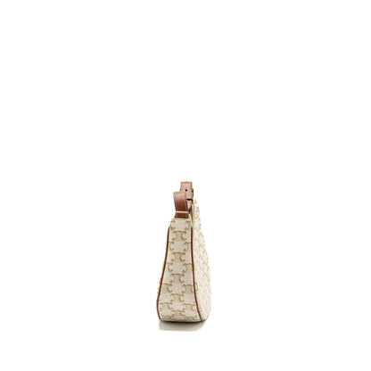 Celine Ava Purse triomphe canvas / calfskin white