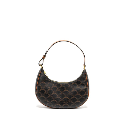 CELINE Purse Triomphe Canvas / Calfskin Tan