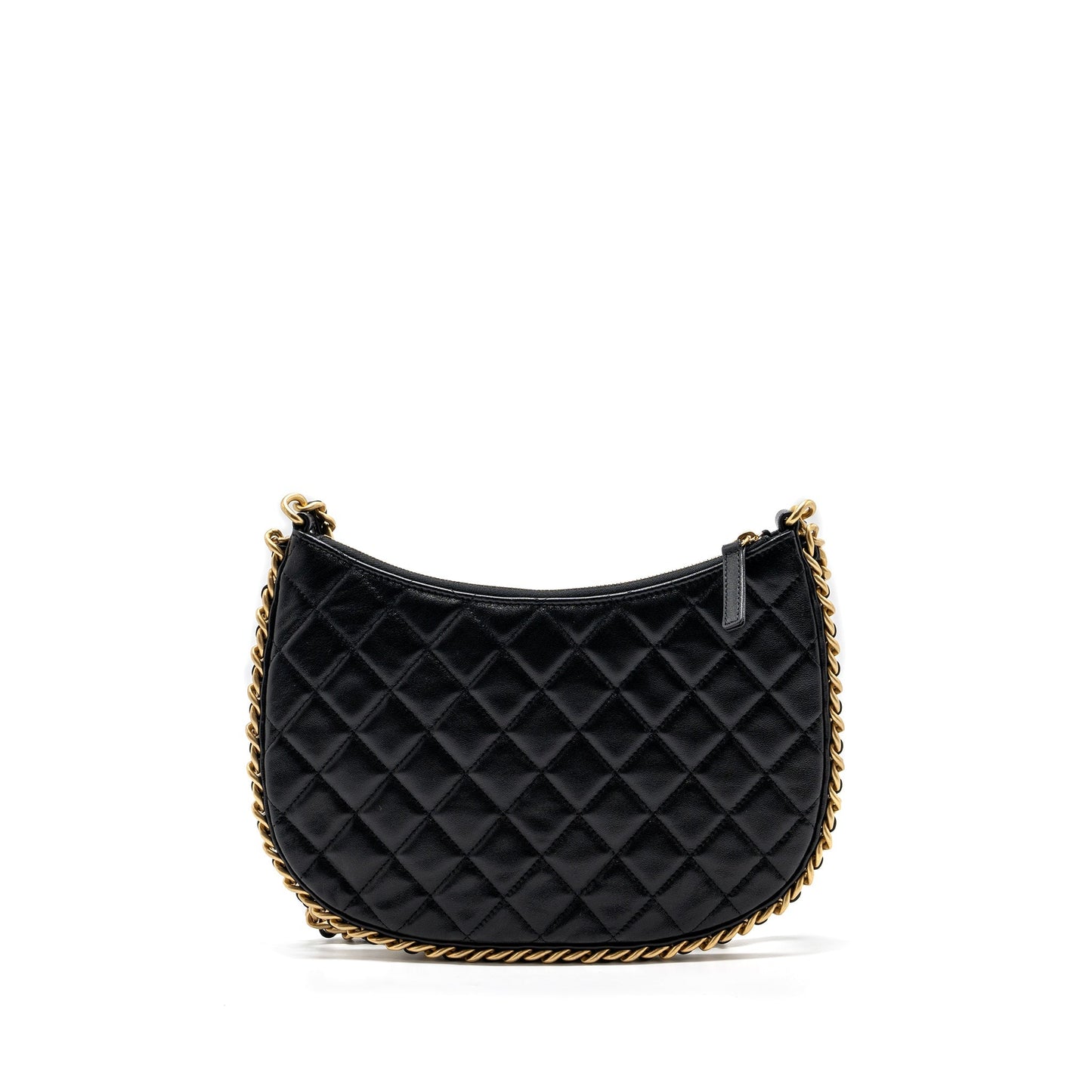 Chanel moon hobo shoulder / crossbody bag goatskin black brushed GHW (microchip)