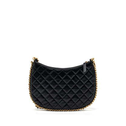 Chanel moon hobo shoulder / crossbody bag goatskin black brushed GHW (microchip)