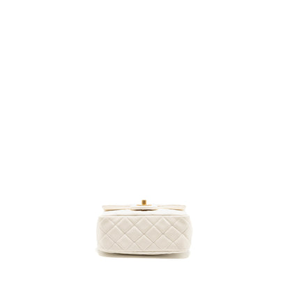 Chanel Pearl Crush Mini Square Flap Bag Lambskin White GHW (Microchip)