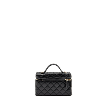 Chanel 25p CC top handle vanity with chain caviar black LGHW (microchip)