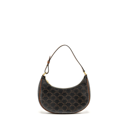 CELINE Purse Triomphe Canvas / Calfskin Brown