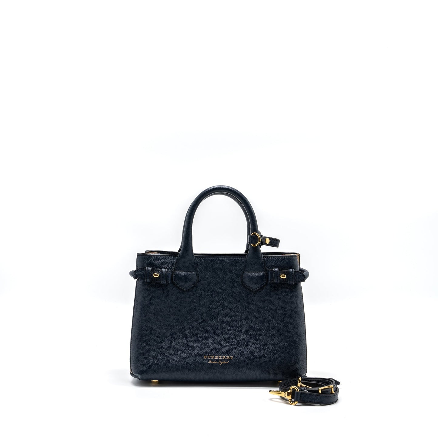 Burberry House Check Banner Tote Purse calfskin navy/multicoloured
