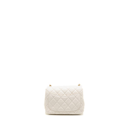 Chanel Pearl Crush Mini Square Flap Bag Lambskin White GHW (Microchip)
