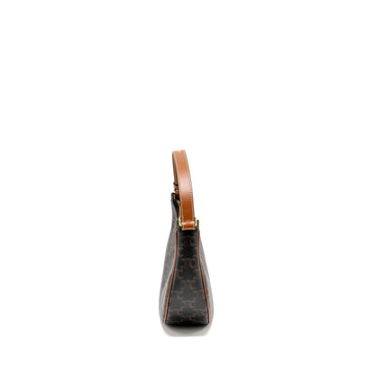 CELINE Purse Triomphe Canvas / Calfskin Tan