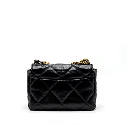 chanel medium 19 bag shiny calfskin black multicolour hardware