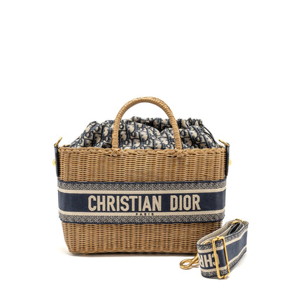 Dior Wicker Basket Mini Purse Blue Dior Oblique Jacquard