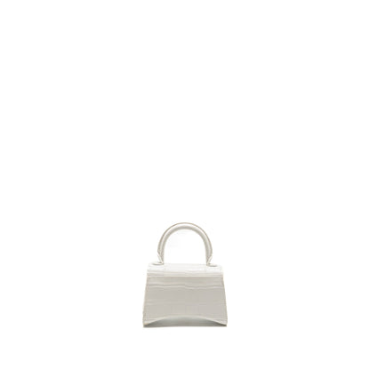 Balenciaga Hourglass Purse Crocodile-Embossed Calfskin White