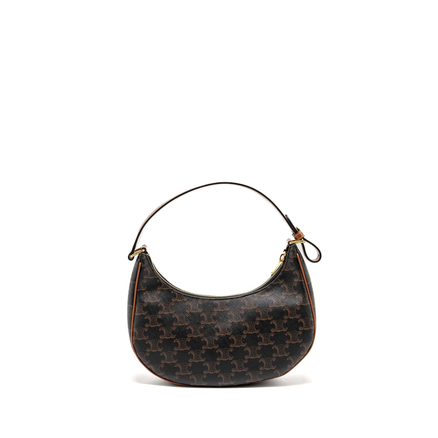 CELINE Purse Triomphe Canvas / Calfskin Tan