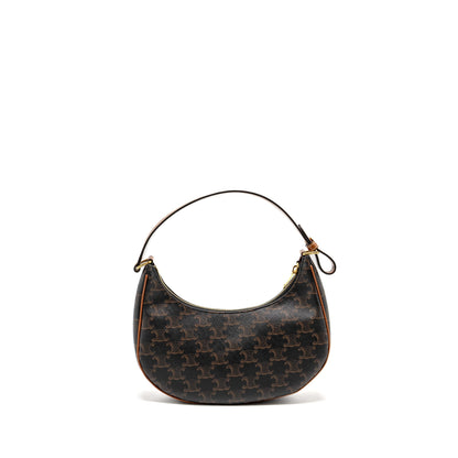 CELINE Purse Triomphe Canvas / Calfskin Tan
