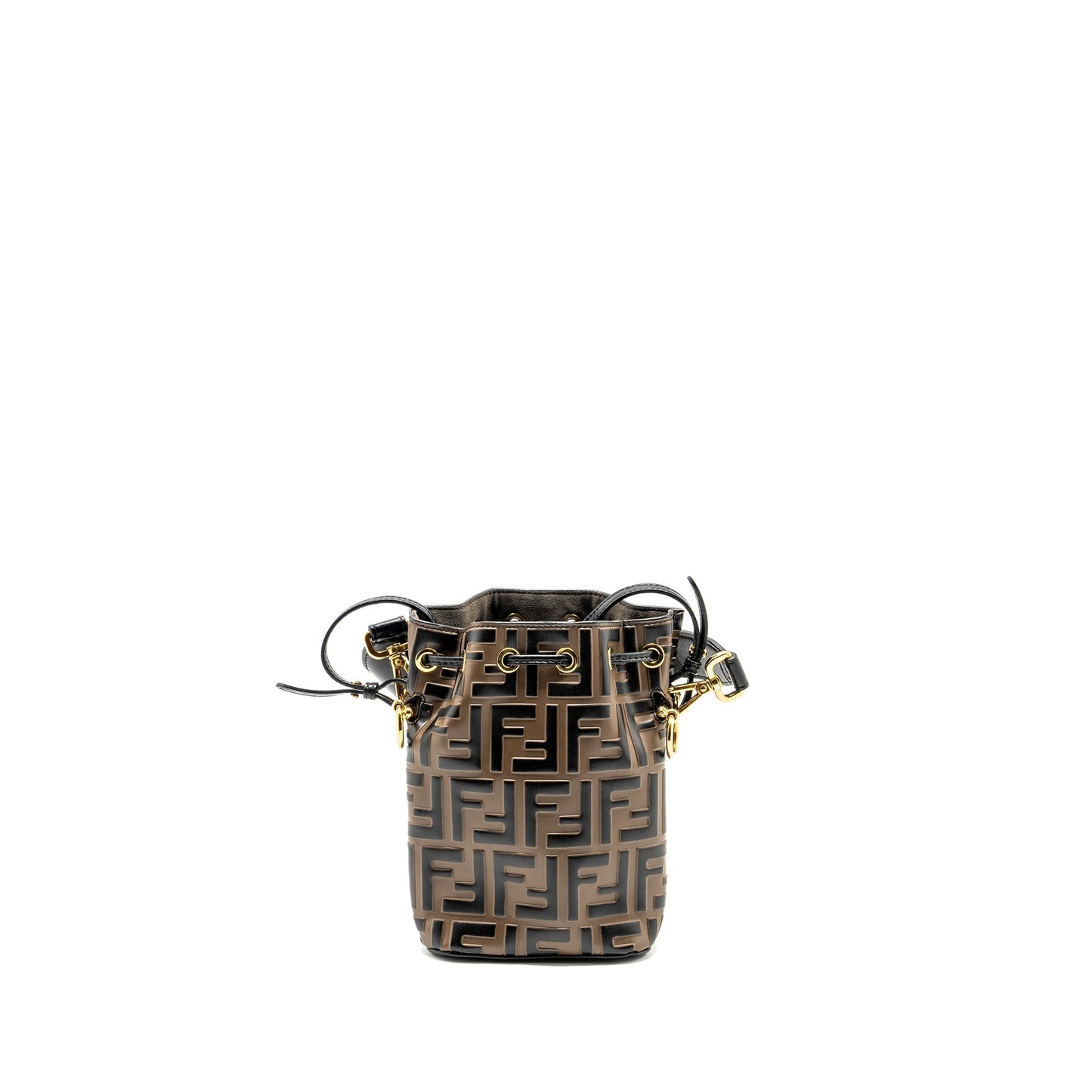 Fendi Mini Mon Tresor Bucket Purse Calfskin Brown/Black