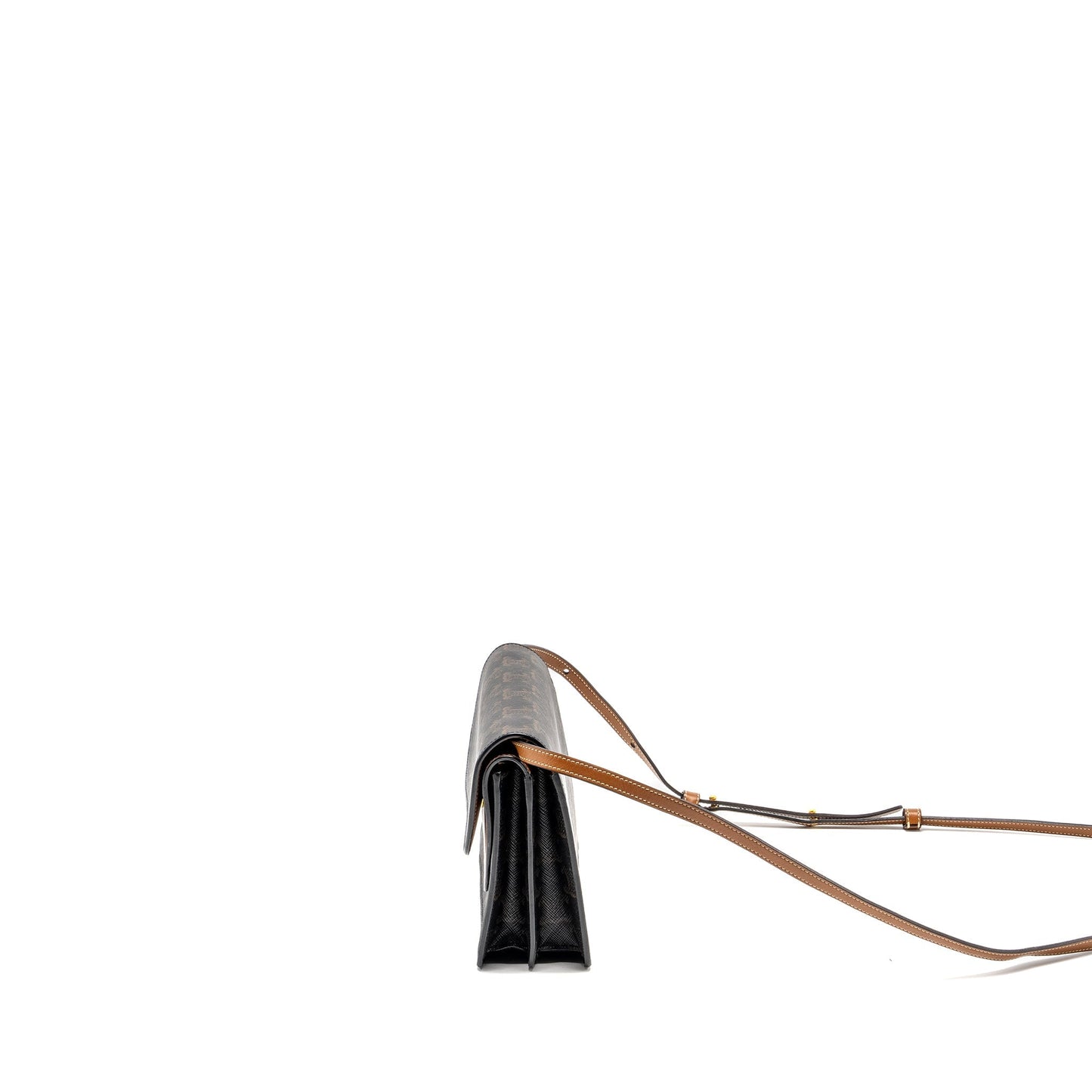 Luxury CELINE Wallet On Strap Triomphe Canvas /Smooth Lambskin Tan