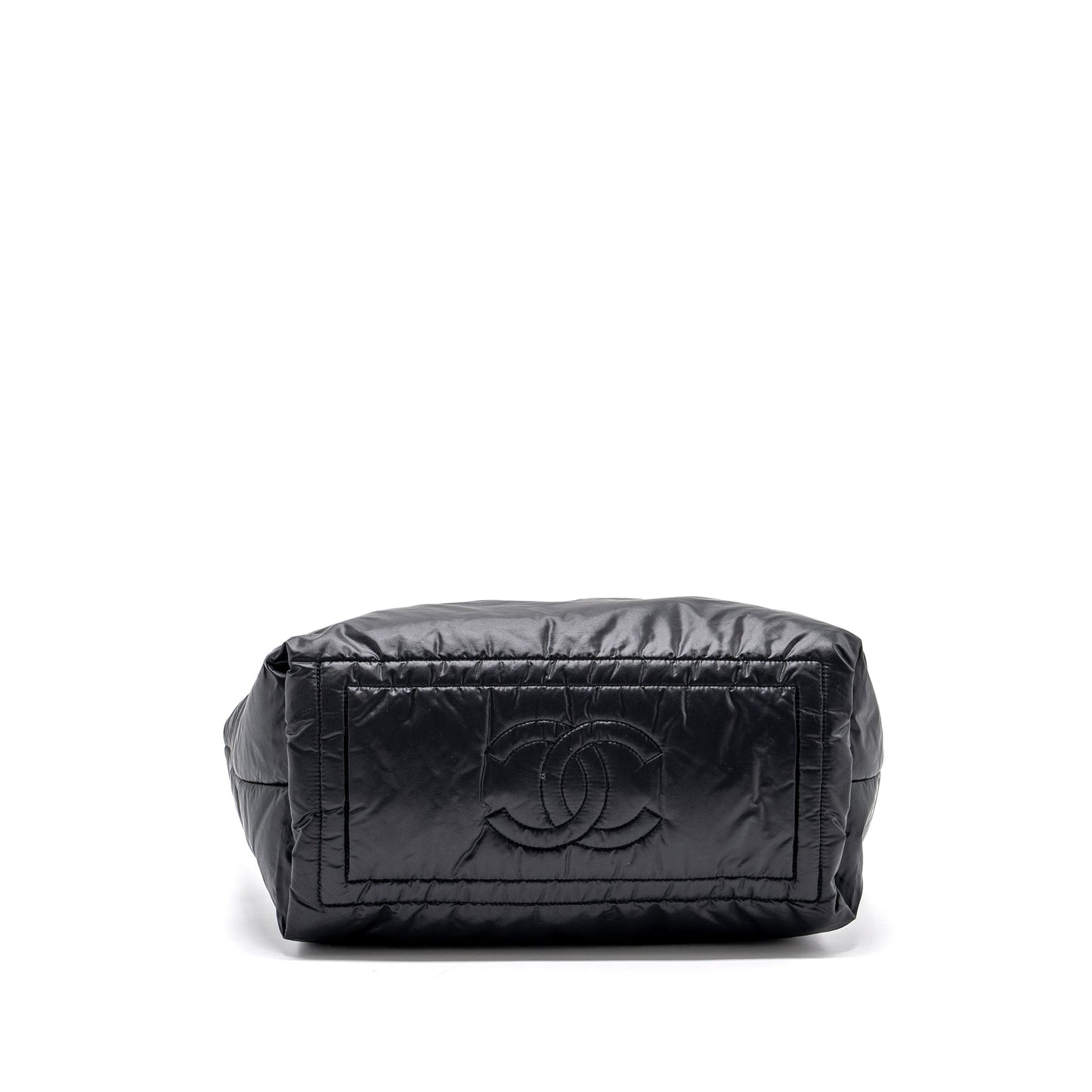 Chanel small puffy Down tote bag nylon black SHW