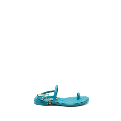Chanel Size 38 Sandals Leather Green LGHW