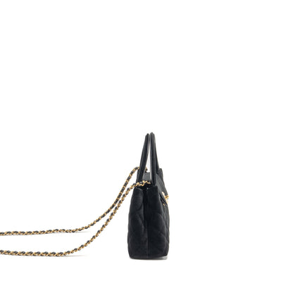 Chanel Mini Kelly Shopping Tote Bag Velvet Black GHW (microchip)
