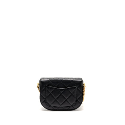 Chanel 22b Round Messenger bag Caviar Black GHW (microchip)