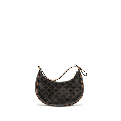CELINE Purse Triomphe Canvas / Calfskin Brown