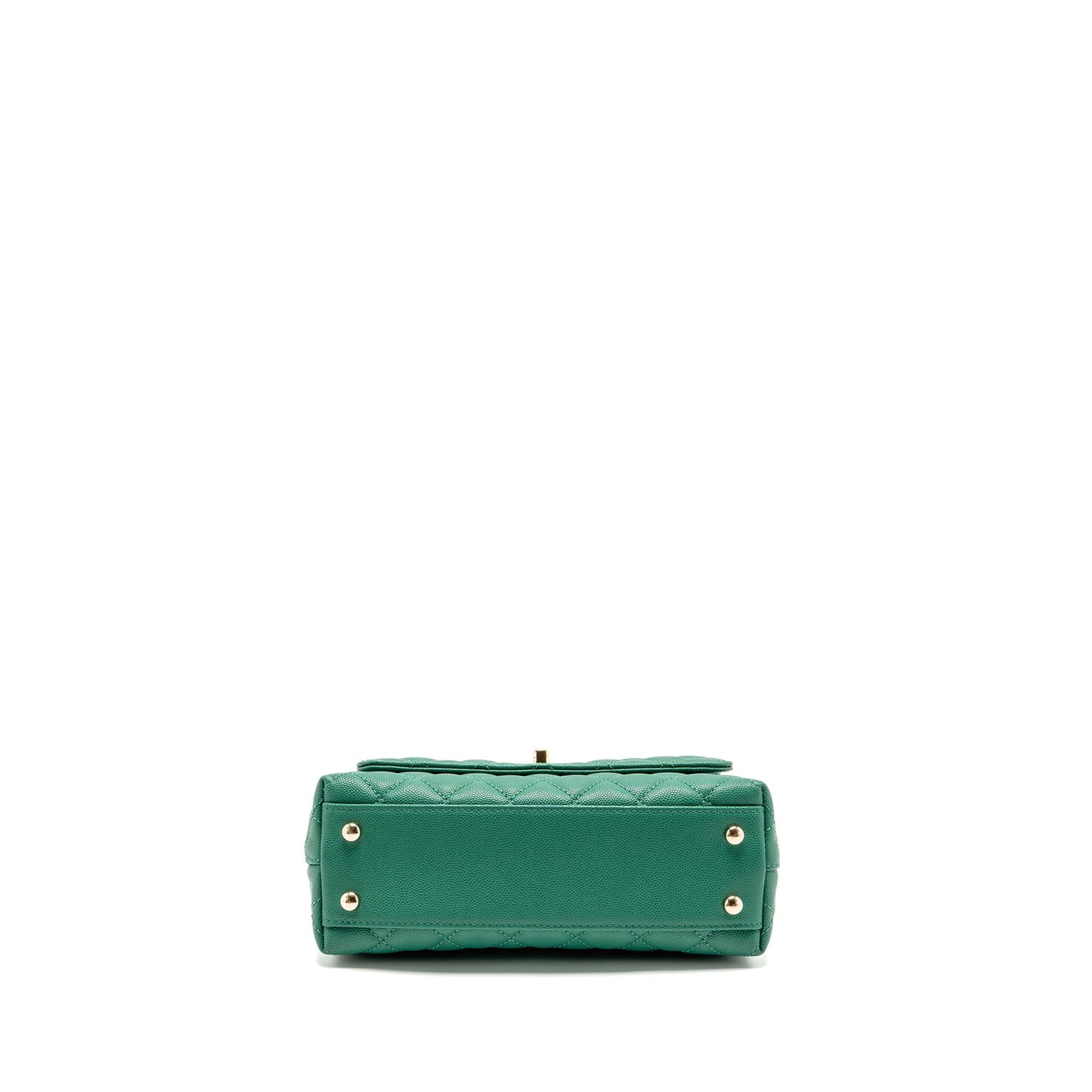 Chanel Small Coco handle caviar green LGHW (microchip)