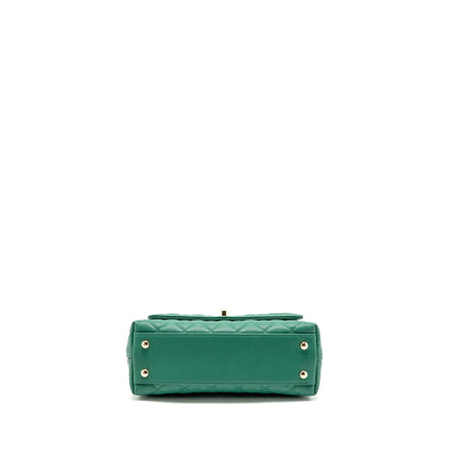 Chanel Small Coco handle caviar green LGHW (microchip)