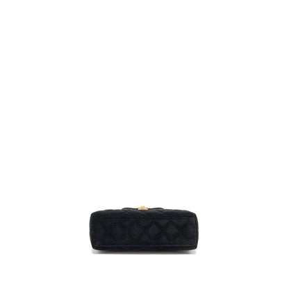 Chanel Mini Kelly Shopping Tote Bag Velvet Black GHW (microchip)