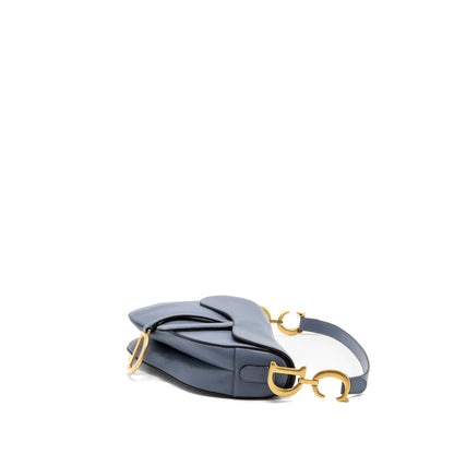 Dior medium saddle Purse goat skin light blue