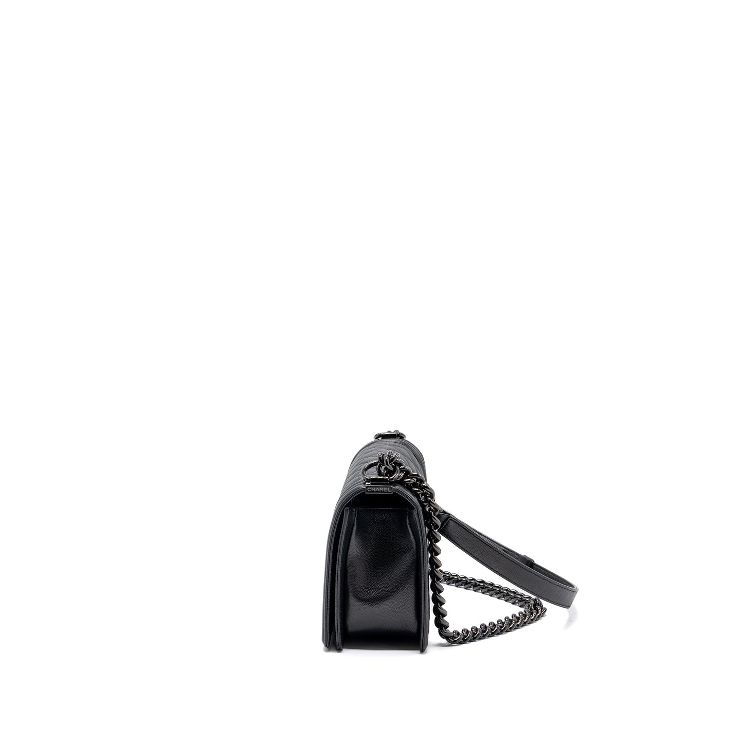 Chanel medium boy bag caviar so black black hardware