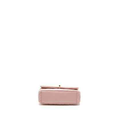 Chanel 22b Flap Bag with Gem Chain Lambskin Dust Pink GHW (microchip)