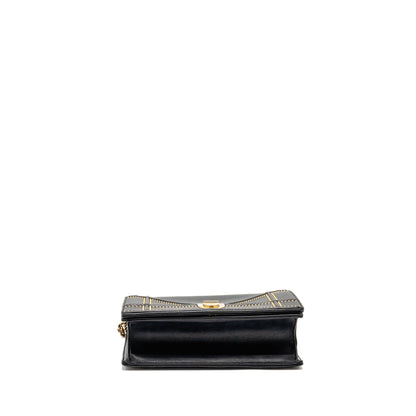 Dior Medium Studded Diorama Lambskin Black